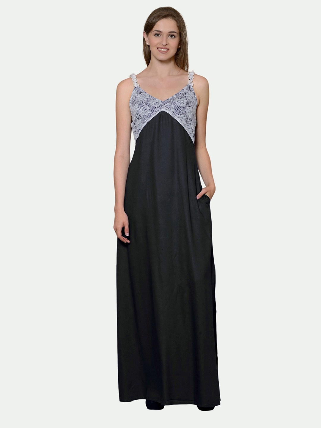 

PATRORNA Black Maxi Nightdress