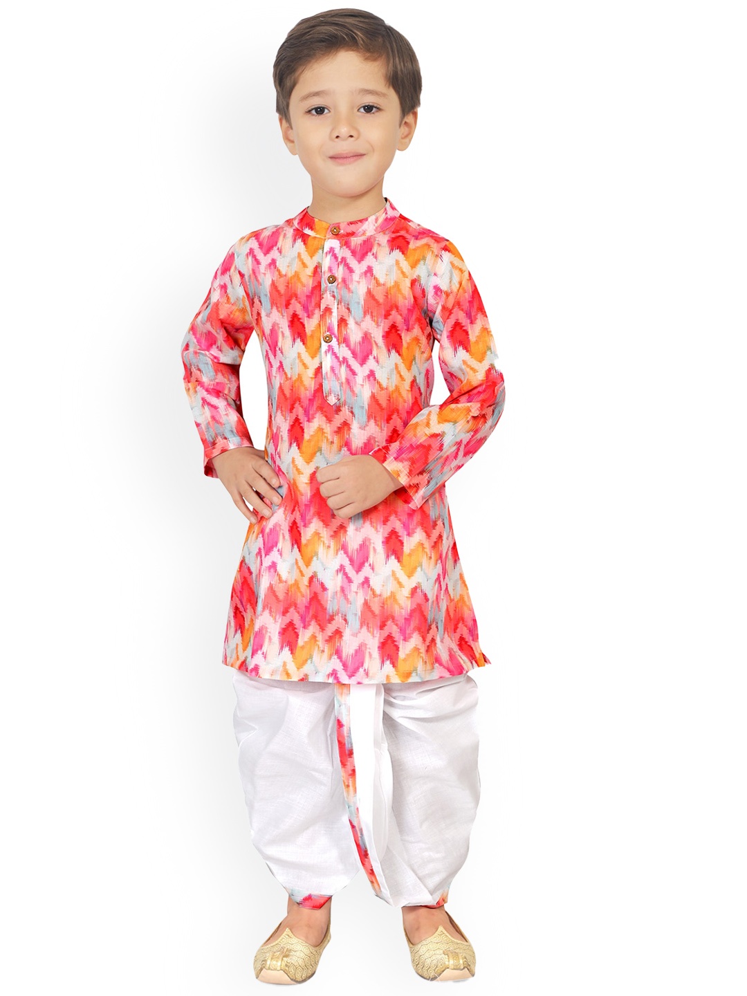 

KIDS FARM Boys Printed Pure Cotton Kurta with Dhoti Pant, Red