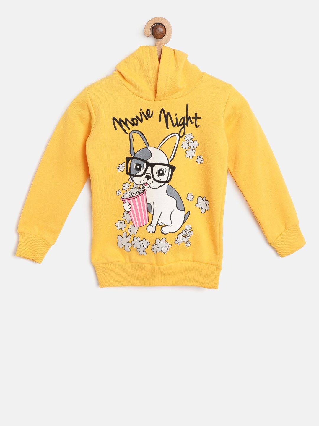 

YK Girls Yellow Dog Printed Hooded Sweatshirt