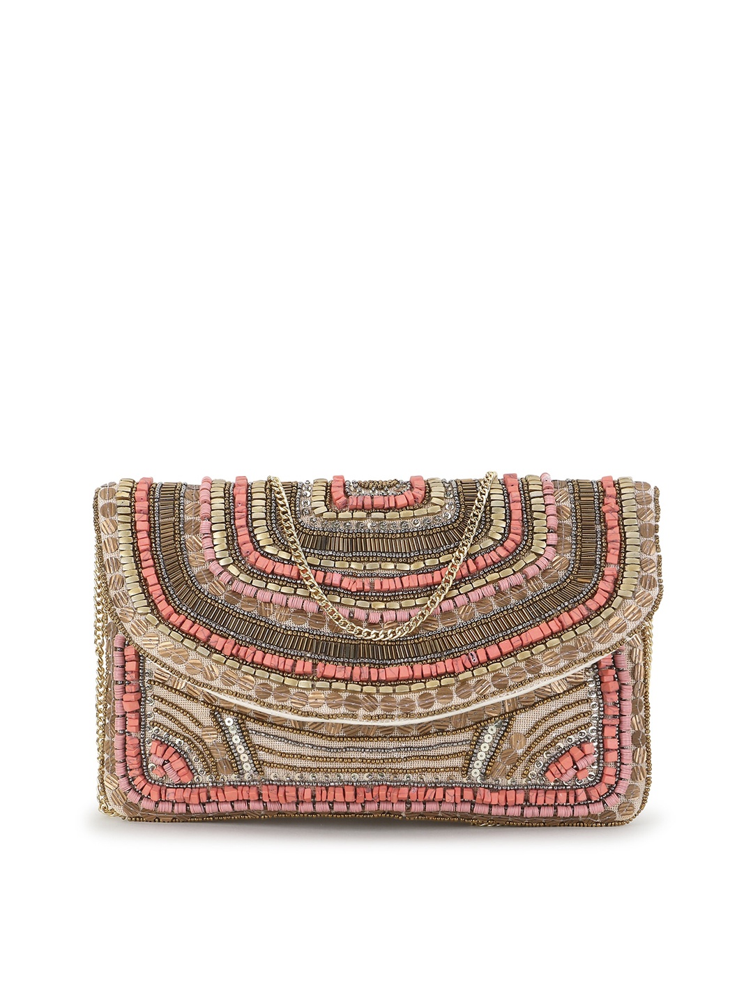 

Anekaant Embellished Structured Sling Bag, Beige