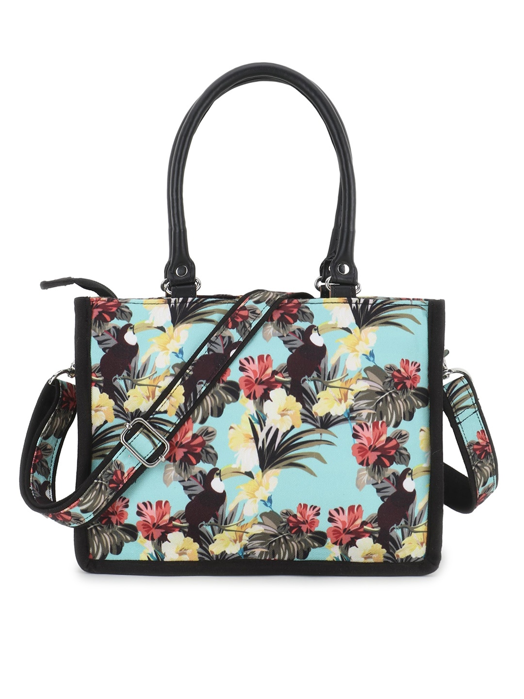

Anekaant Green Floral Printed Structured Handheld Bag