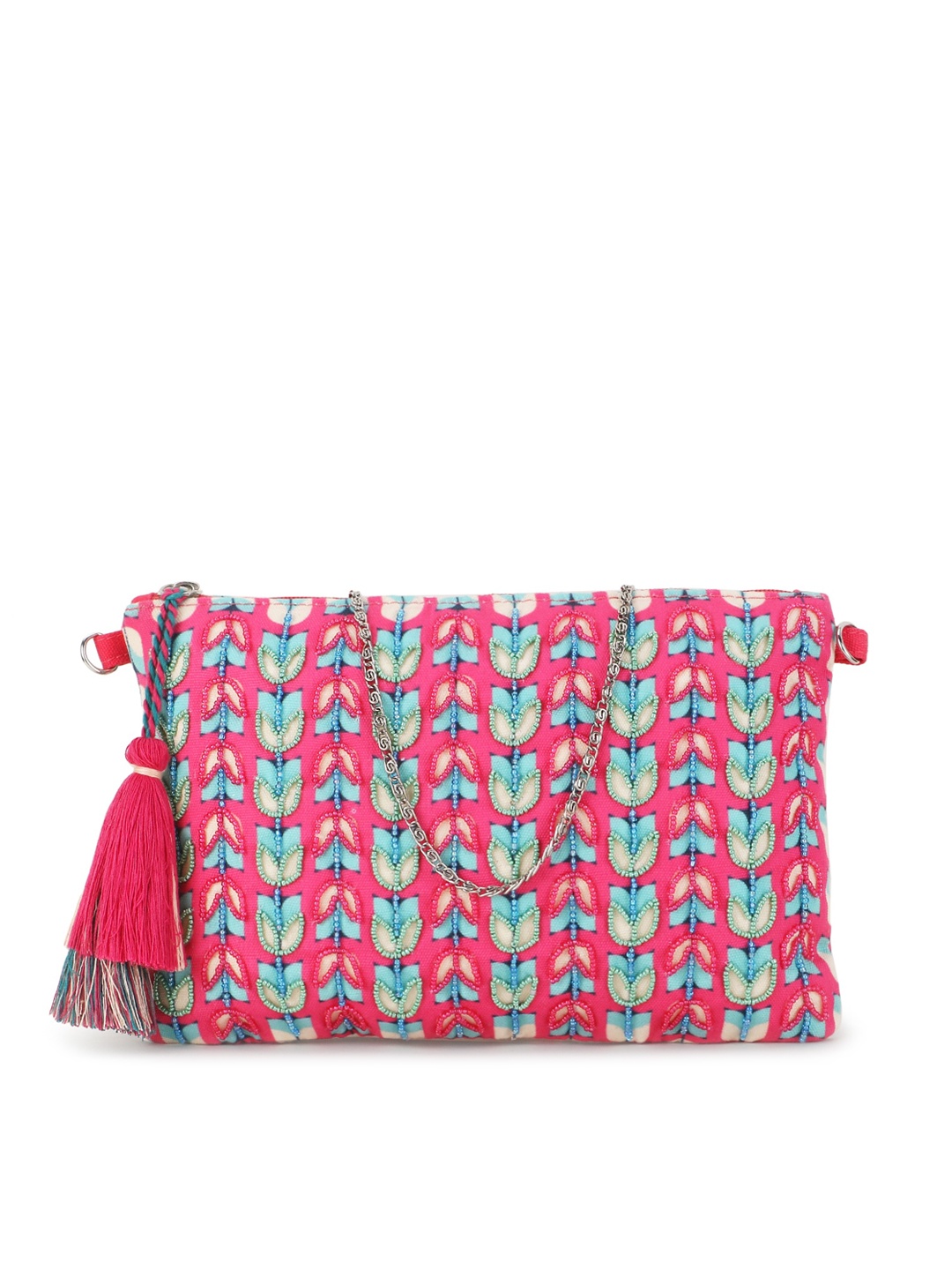 

Anekaant Embellished Swagger Tasselled Sling Bag, Pink