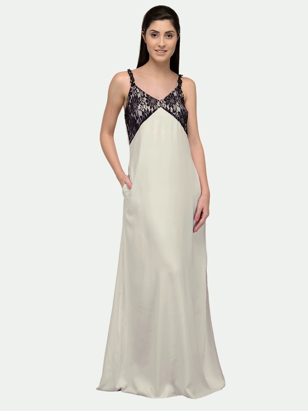 

PATRORNA Off White Maxi Nightdress