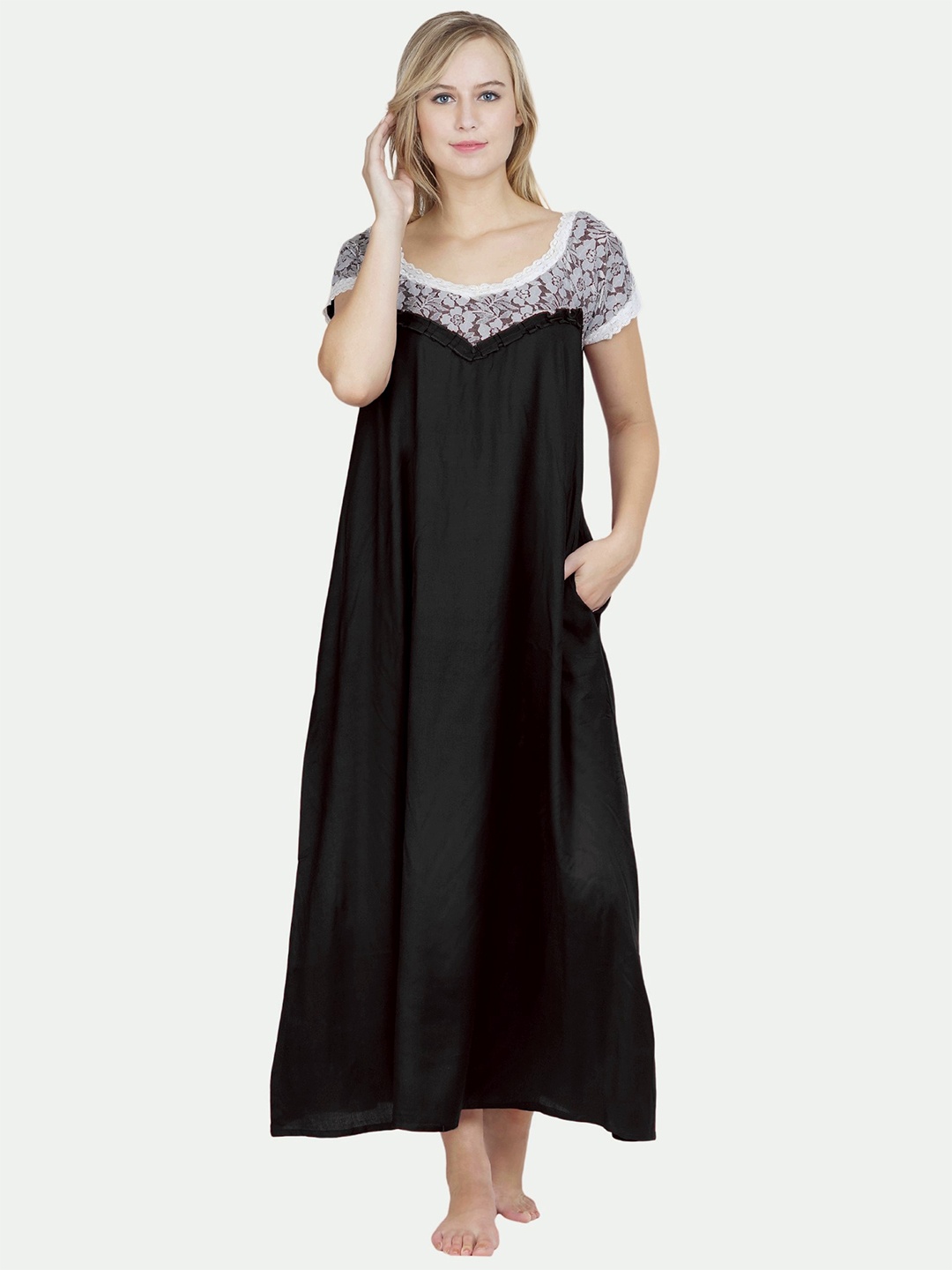 

PATRORNA Black Maxi Nightdress