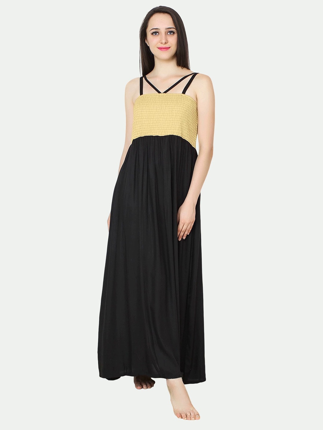 

PATRORNA Gold-Toned Embroidered Maxi Nightdress