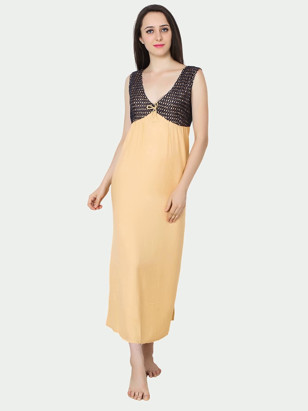 

PATRORNA Gold-Toned Maxi Nightdress