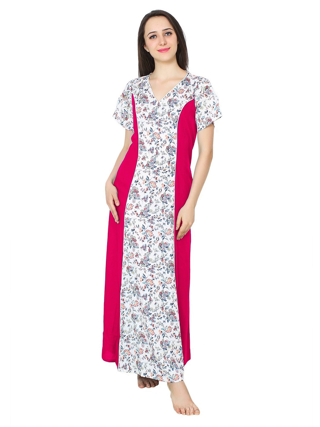 

PATRORNA White Printed Maxi Nightdress