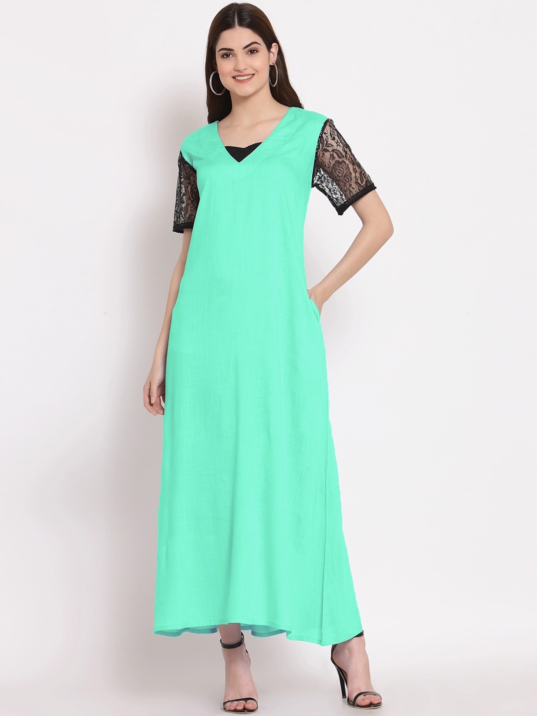 

PATRORNA Plus Size Maxi Nightdress, Teal