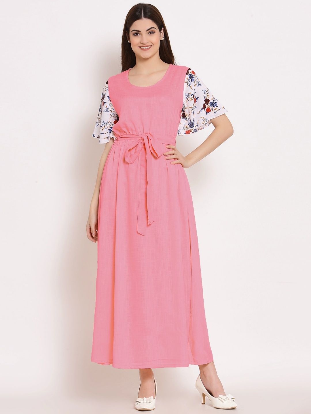 

PATRORNA Pink Printed Maxi Nightdress