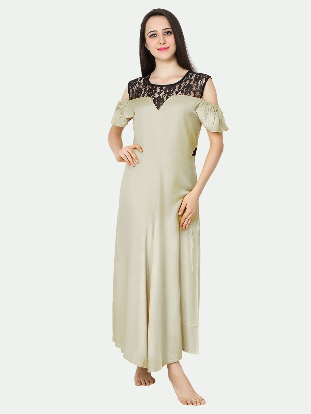

PATRORNA Off White Maxi Nightdress