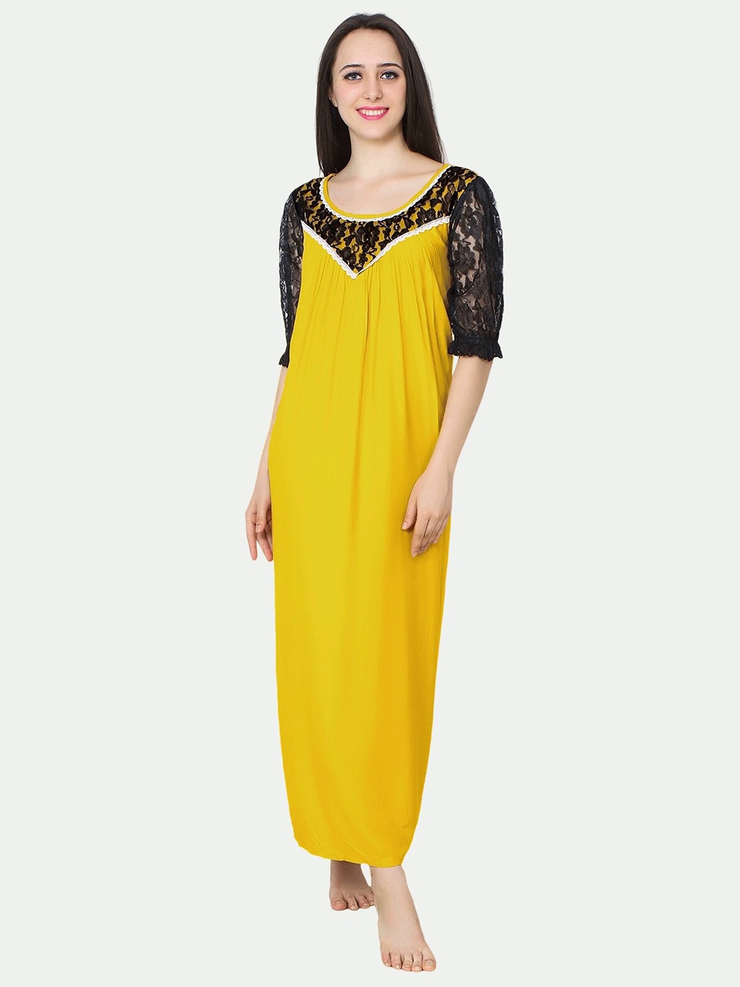 

PATRORNA Mustard Maxi Nightdress