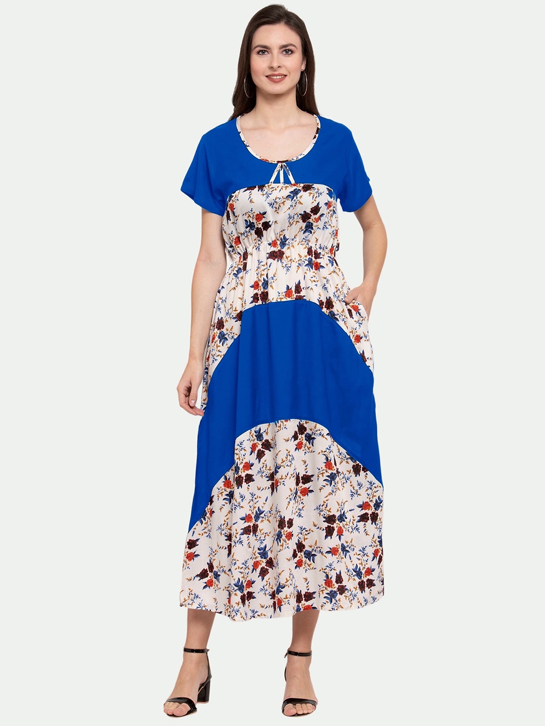 

PATRORNA White Printed Maxi Nightdress
