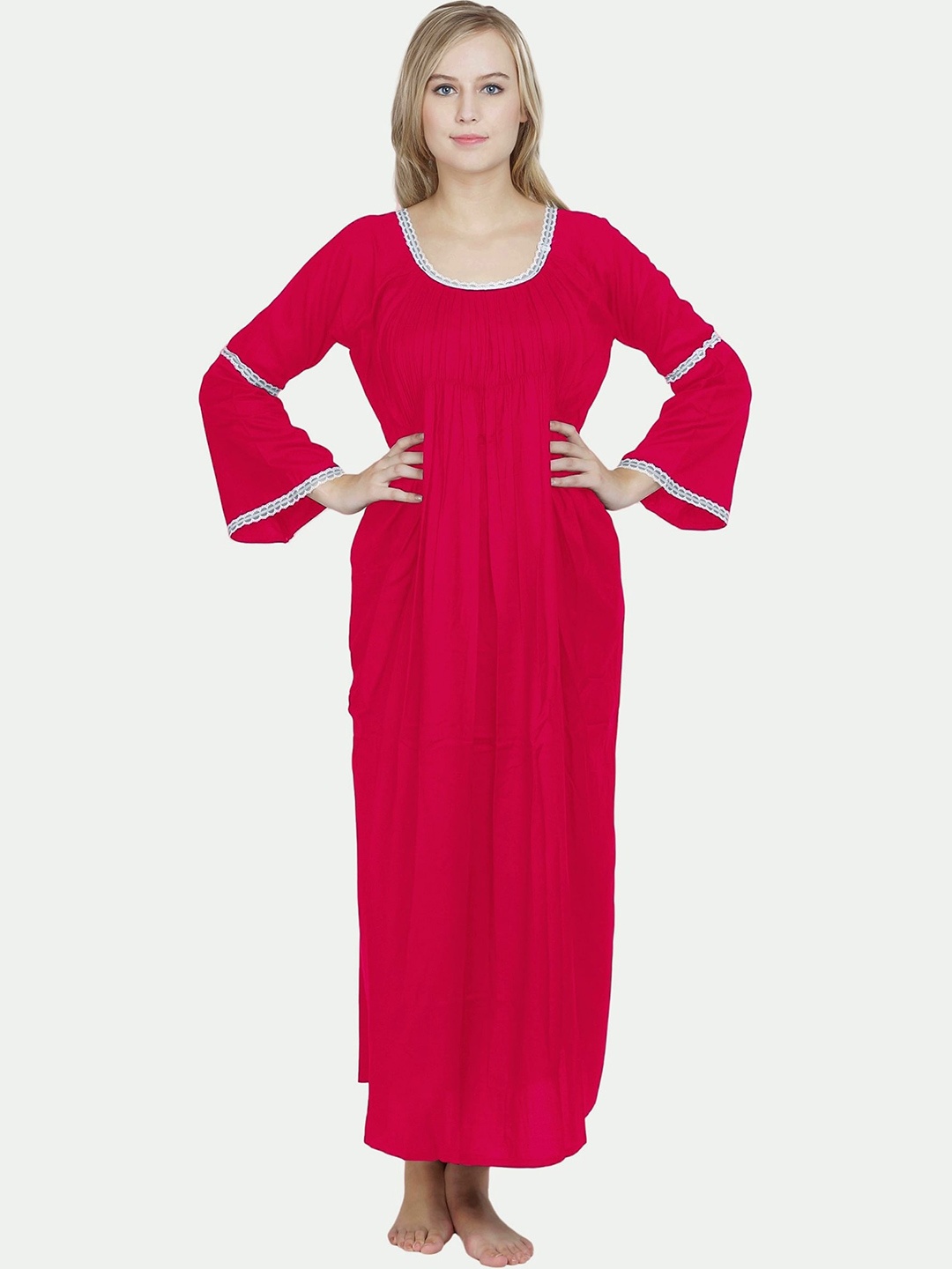 

PATRORNA Pleated Maxi Nightdress, Pink