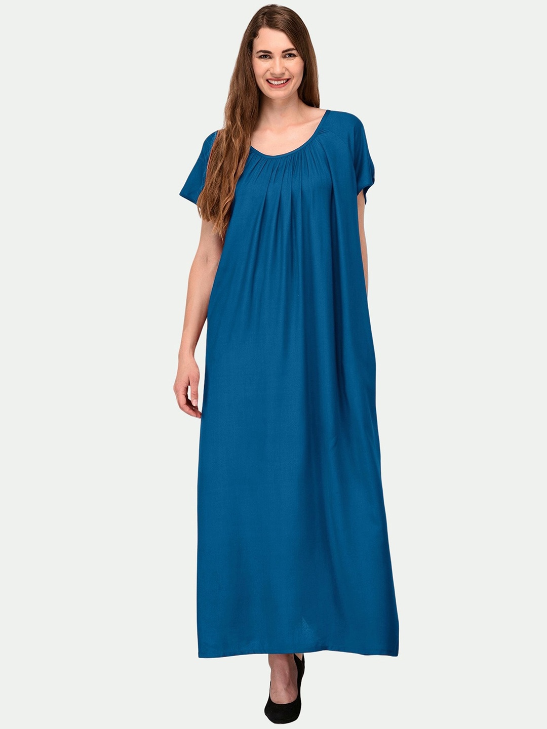 

PATRORNA Pleated Maxi Nightdress, Blue
