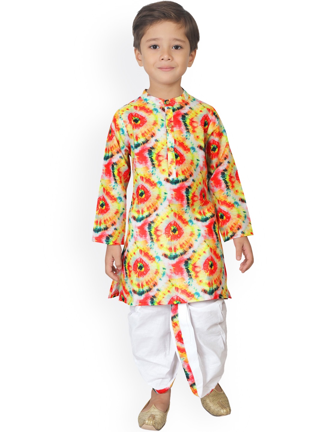 

KIDS FARM Boys Multicoloured Printed Empire Pure Cotton Kurta with Dhoti Pants, Multi