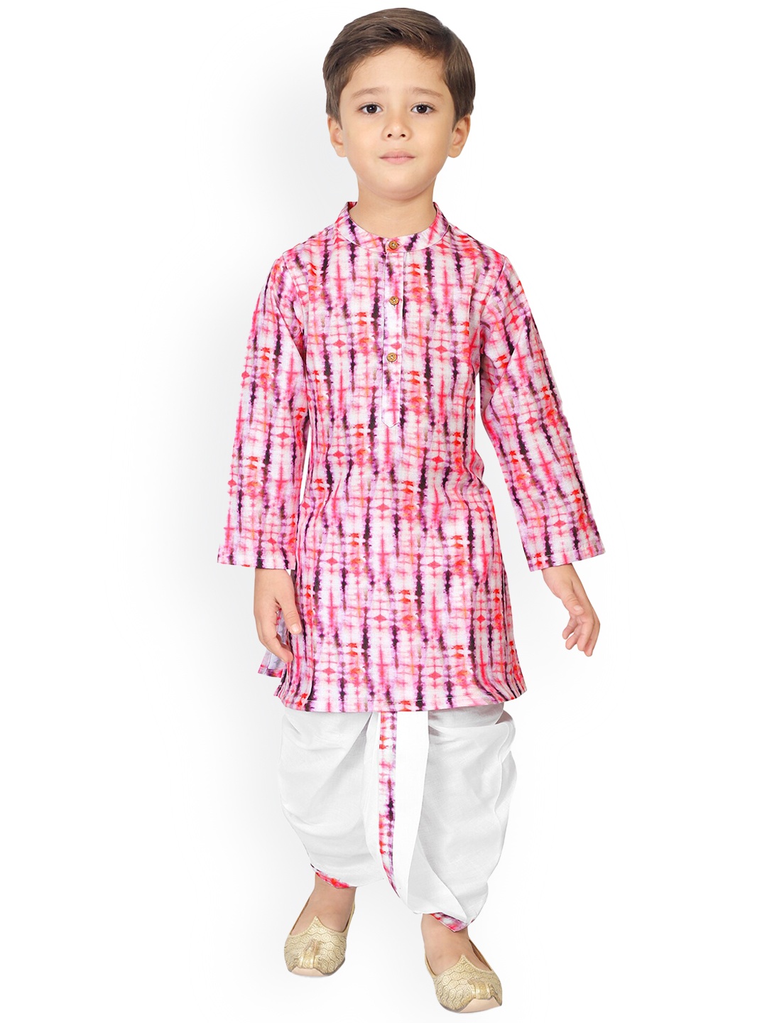 

Kids Farm Boys Printed Pure Cotton Kurta with Dhoti Pants, Pink