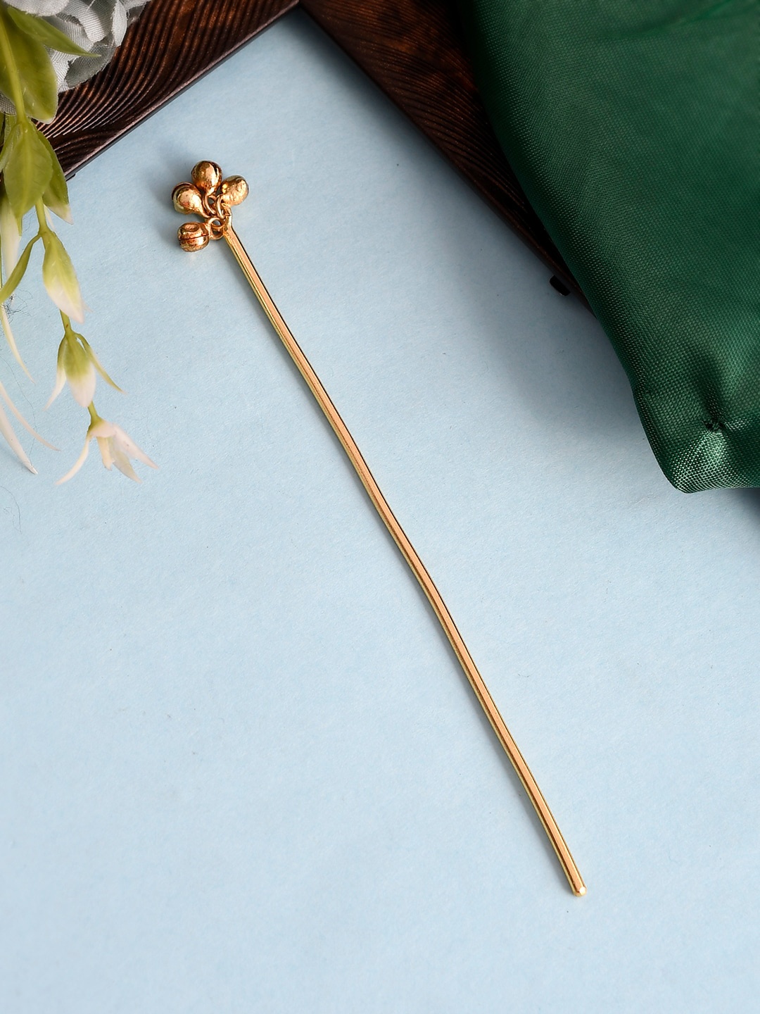 

Silvermerc Designs Women Ghungroo Beads Hairstick, Gold