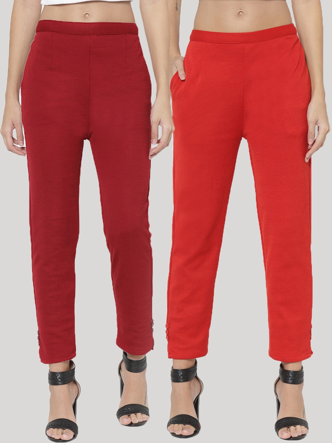 

Clora Creation Women Pack of 2 Smart Easy Wash Trousers, Maroon