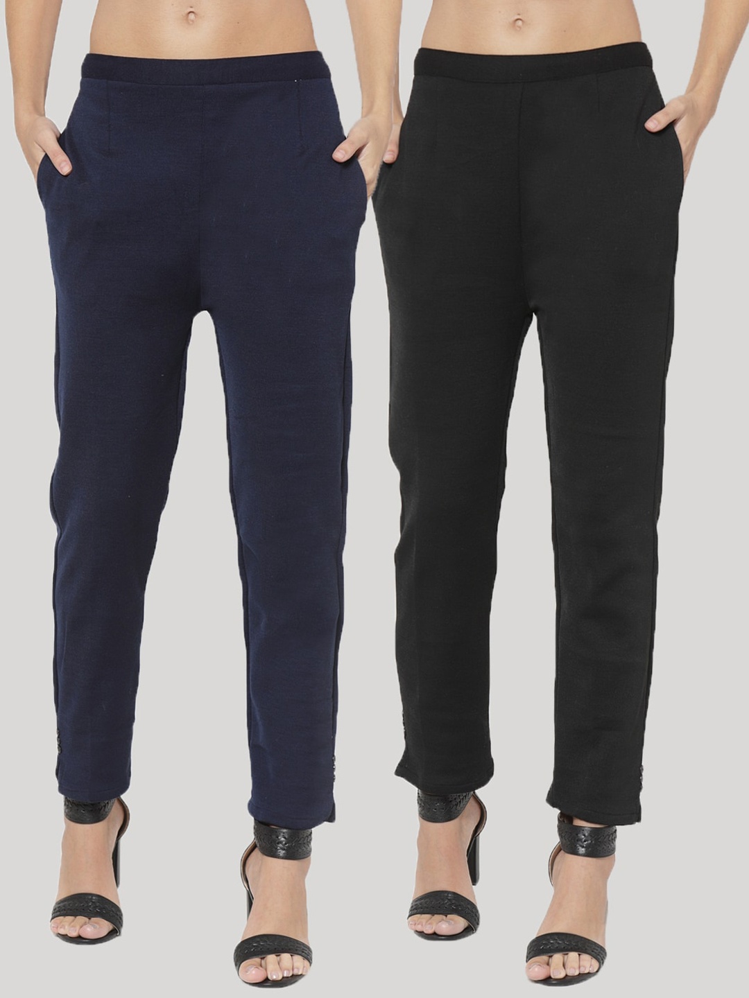 

Clora Creation Women Pack of 2 Smart Easy Wash Trousers, Black