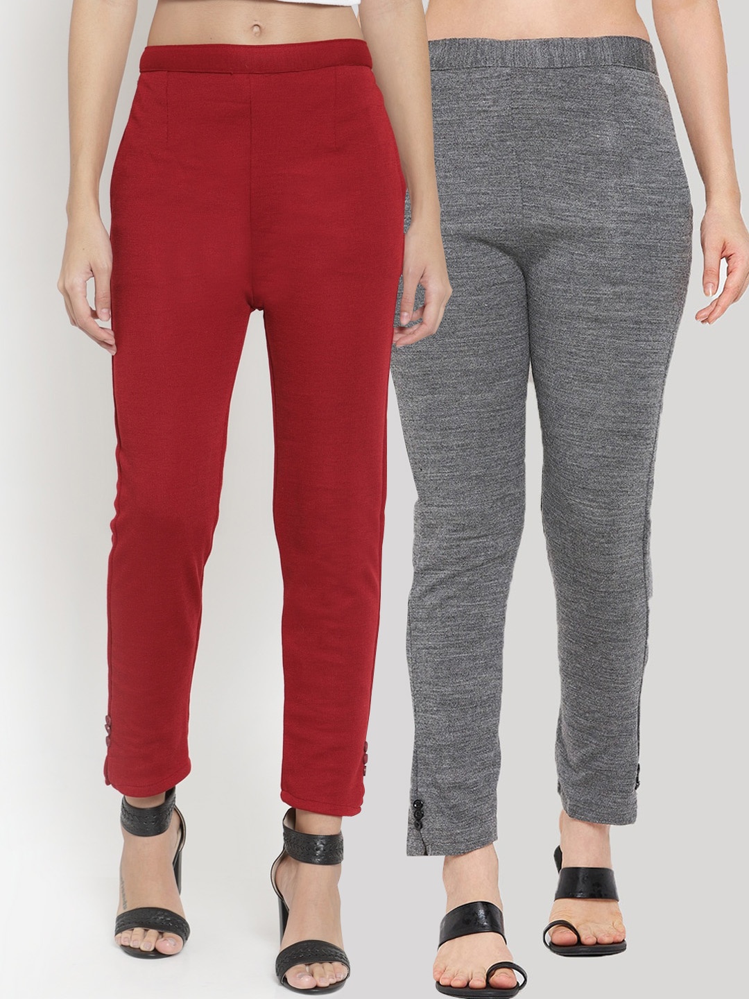 

Clora Creation Women Pack of 2 Smart Easy Wash Trousers, Maroon