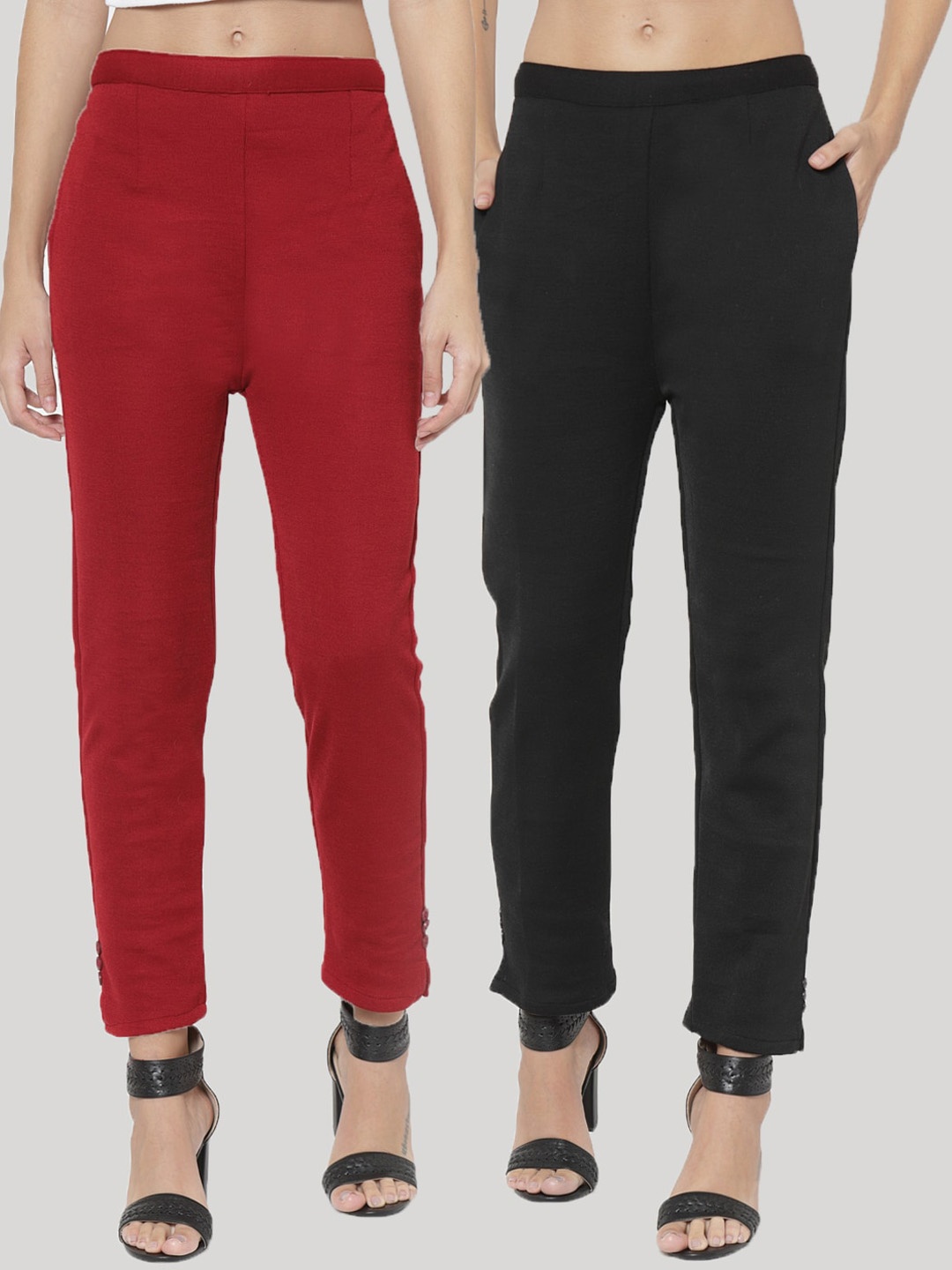 

Clora Creation Women Pack of 2 Smart Easy Wash Trousers, Maroon