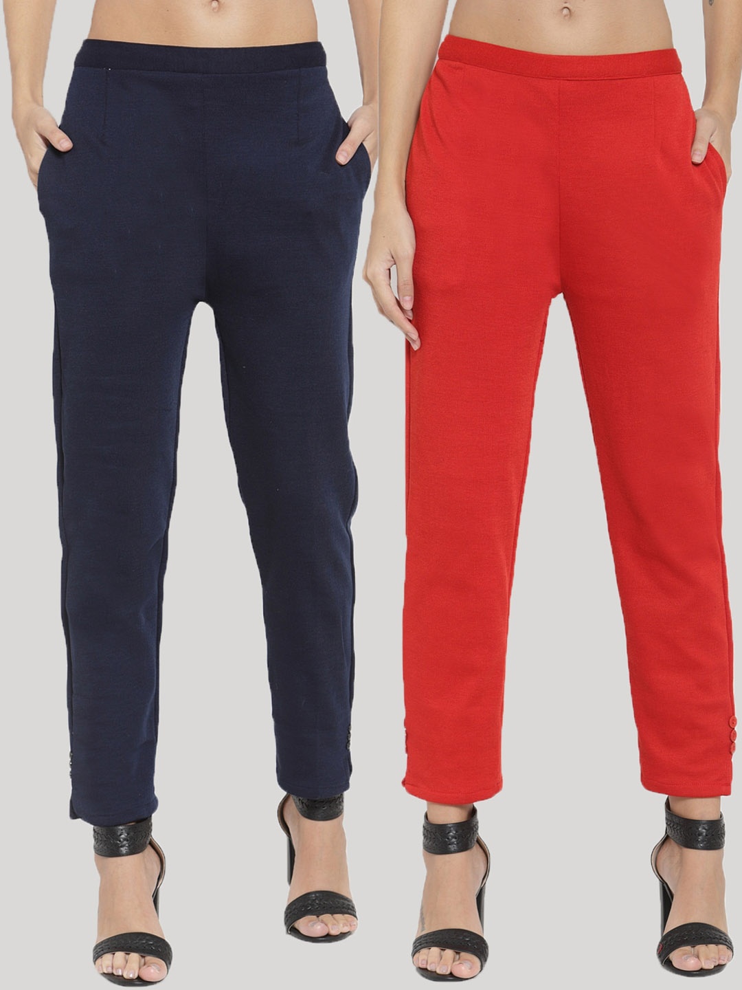 

Clora Creation Women Pack of 2 Smart Easy Wash Trousers, Black