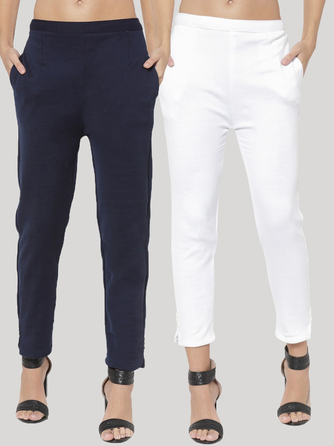 

Clora Creation Women Pack of 2 Smart Easy Wash Trousers, Black