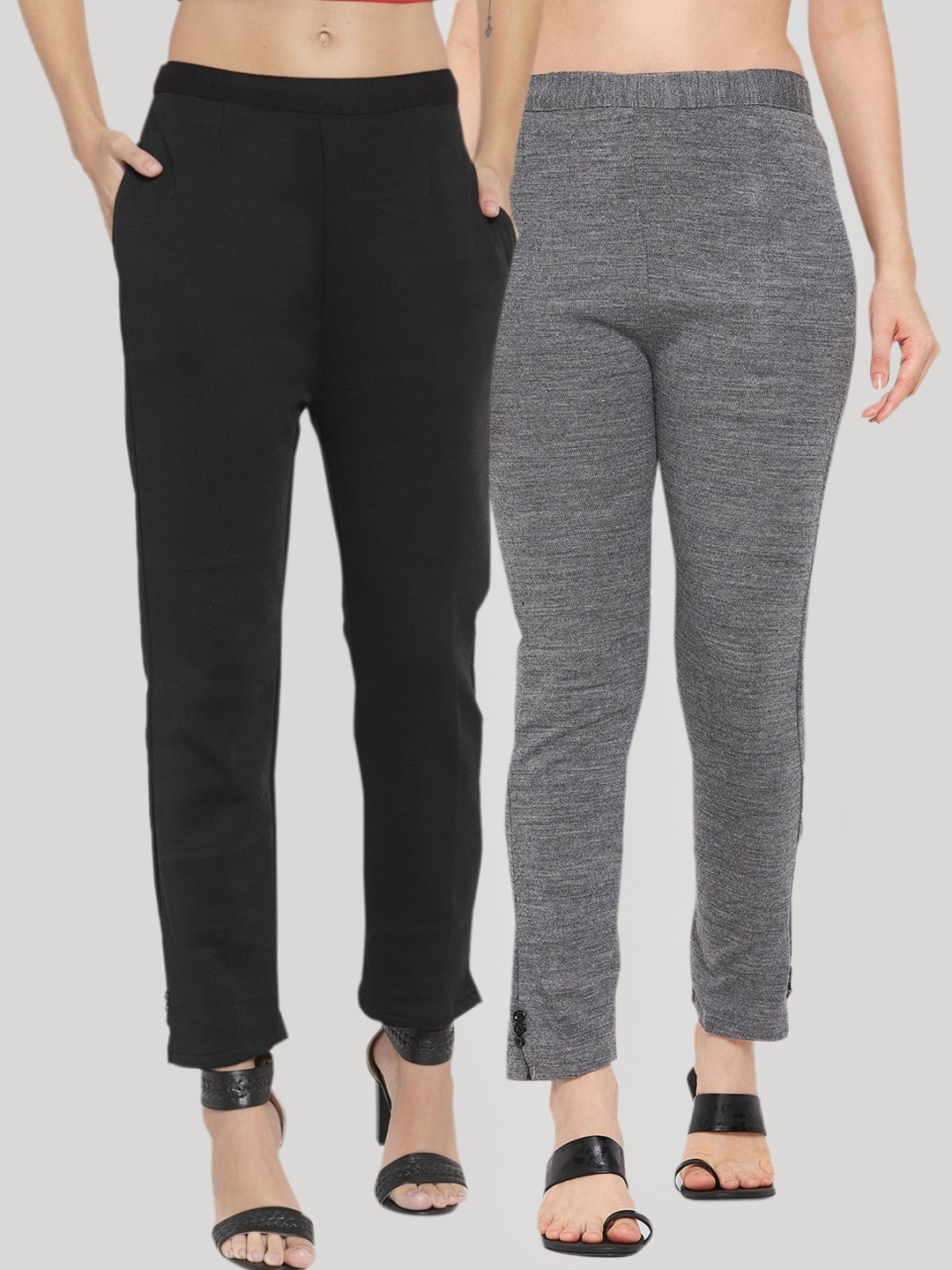 

Clora Creation Women Pack of 2 Smart Easy Wash Trousers, Black