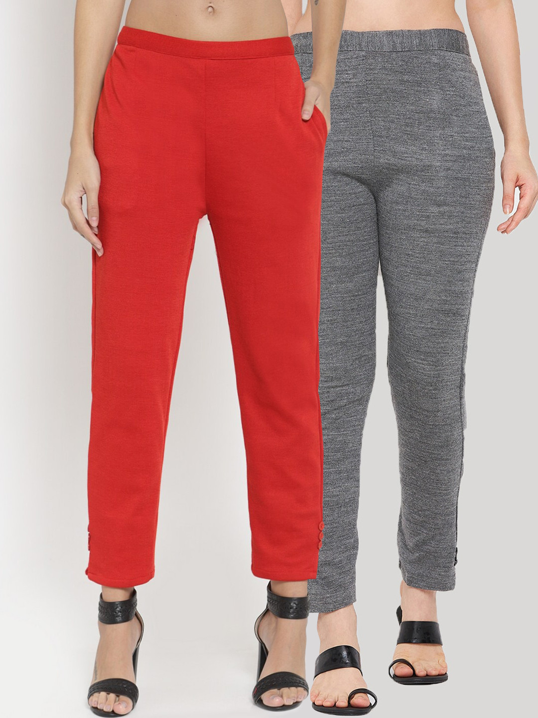 

Clora Creation Women Pack of 2 Smart Easy Wash Trousers, Red