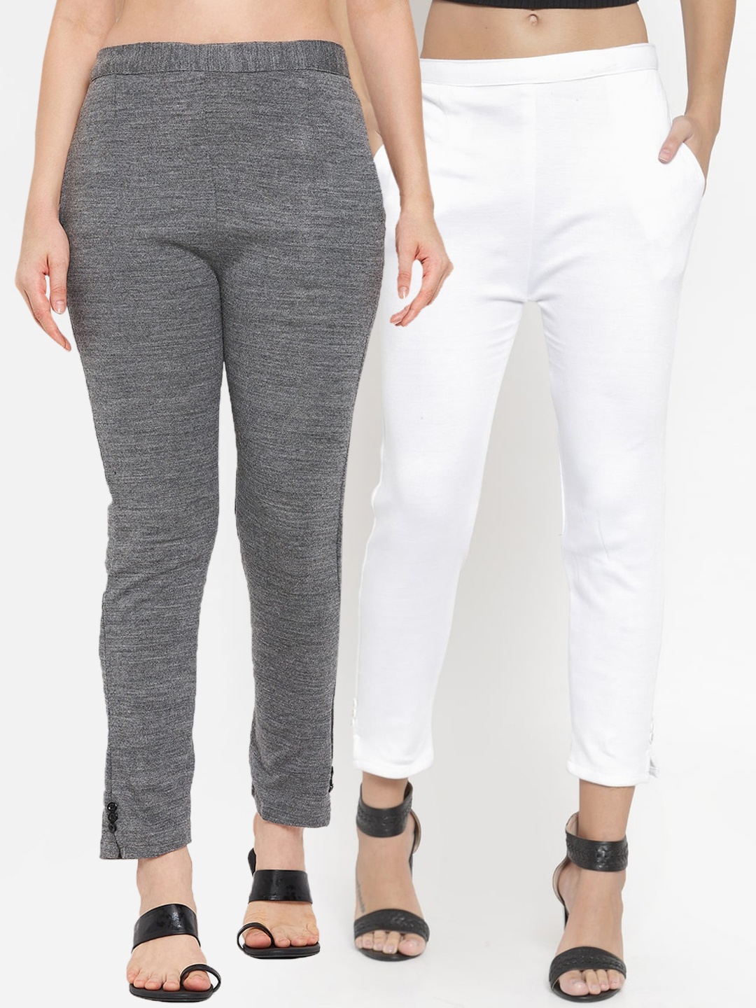 

Clora Creation Women Pack of 2 Smart Easy Wash Trousers, Grey