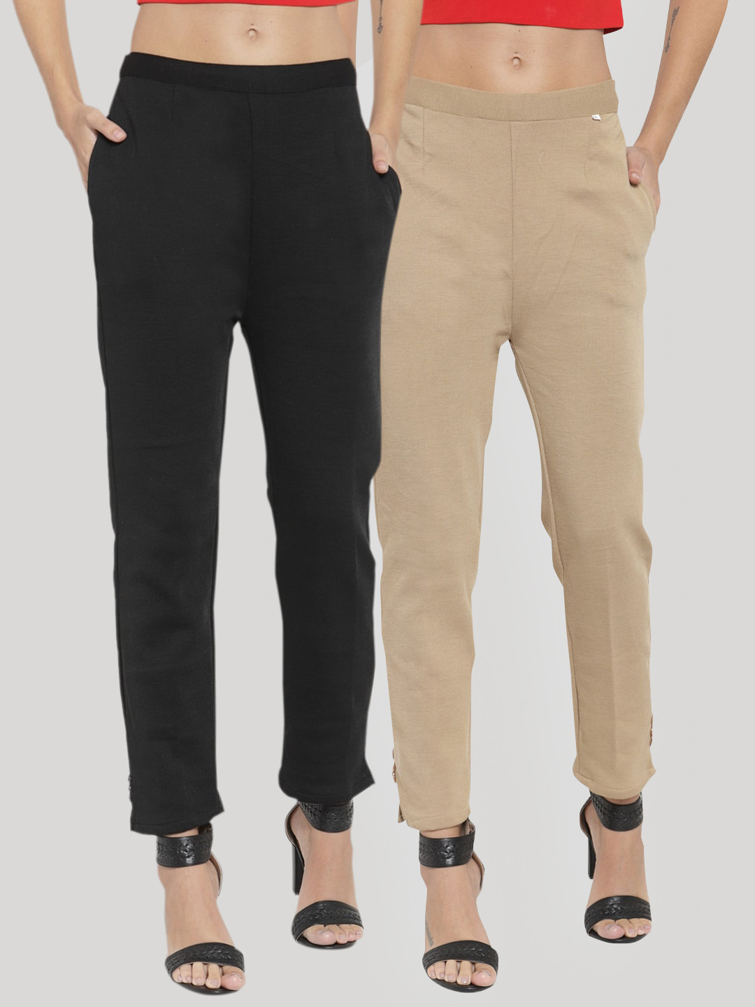 

Clora Creation Women Pack of 2 Smart Easy Wash Trousers, Black