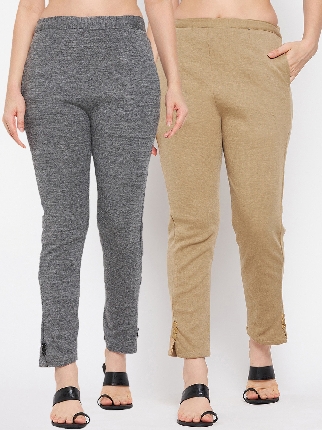 

Clora Creation Women Pack of 2 Smart Easy Wash Trousers, Grey