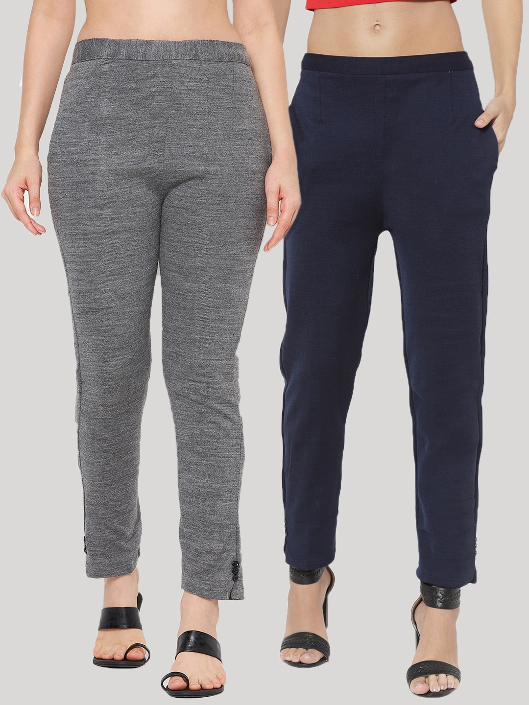

Clora Creation Women Pack of 2 Smart Easy Wash Trousers, Grey