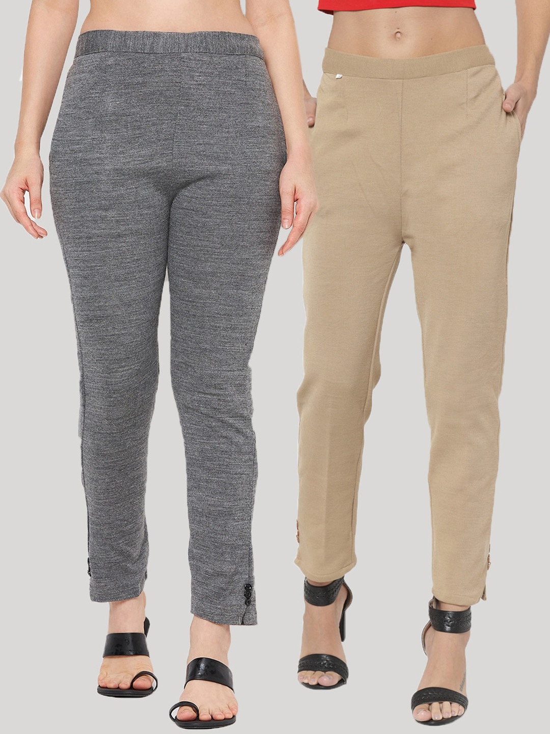 

Clora Creation Women Pack of 2 Smart Easy Wash Trousers, Grey