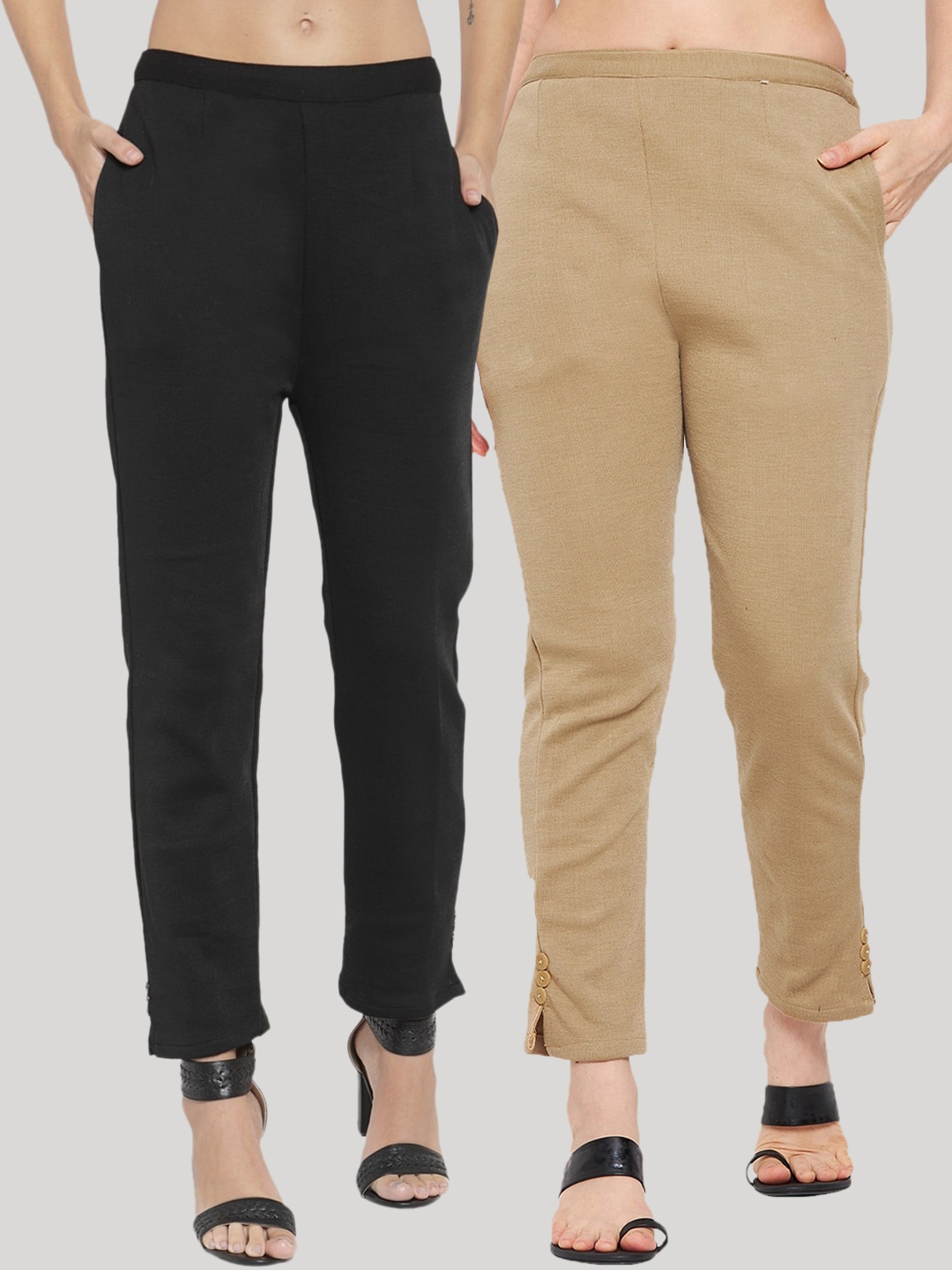 

Clora Creation Women Pack of 2 Smart Easy Wash Trousers, Black