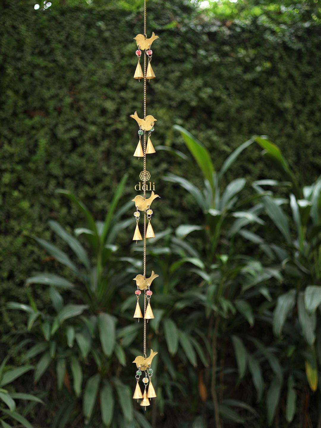 

DULI Gold-Toned Metal Bird With Bell Hanging Windchimes