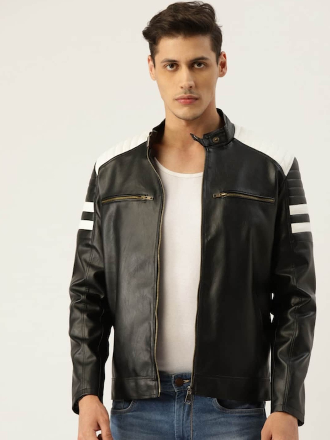 

Leather Retail Men Crop Outdoor Biker Jacket, Black