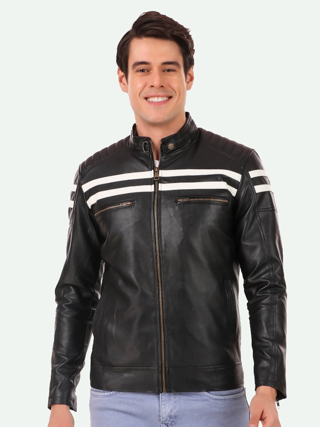 

Leather Retail Men Outdoor Biker Jacket, Black