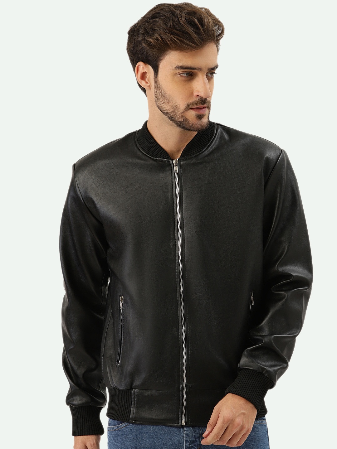 Leather Retail Men Outdoor Tailored Jacket, Black