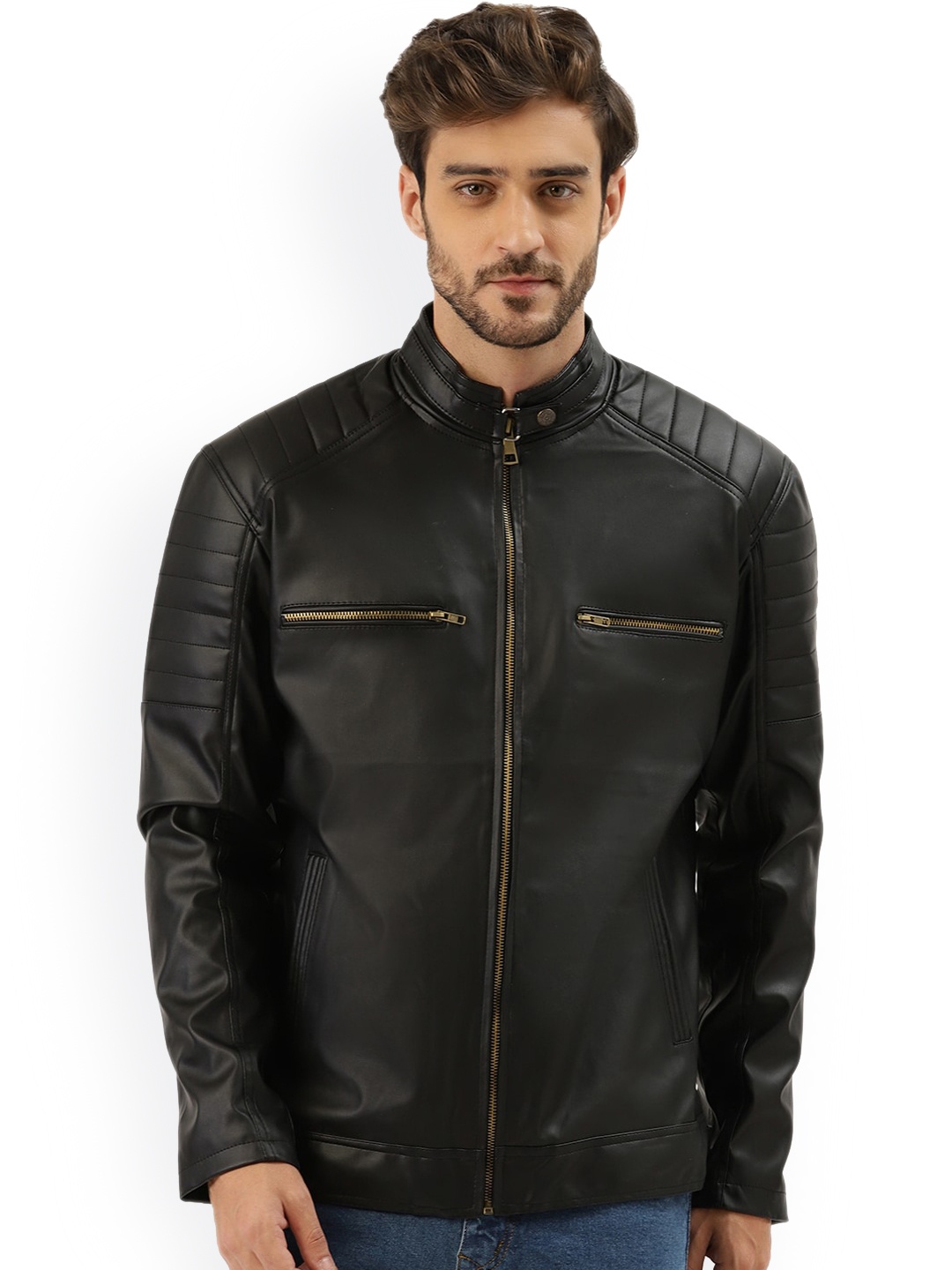 

Leather Retail Men Outdoor Biker Jacket, Black