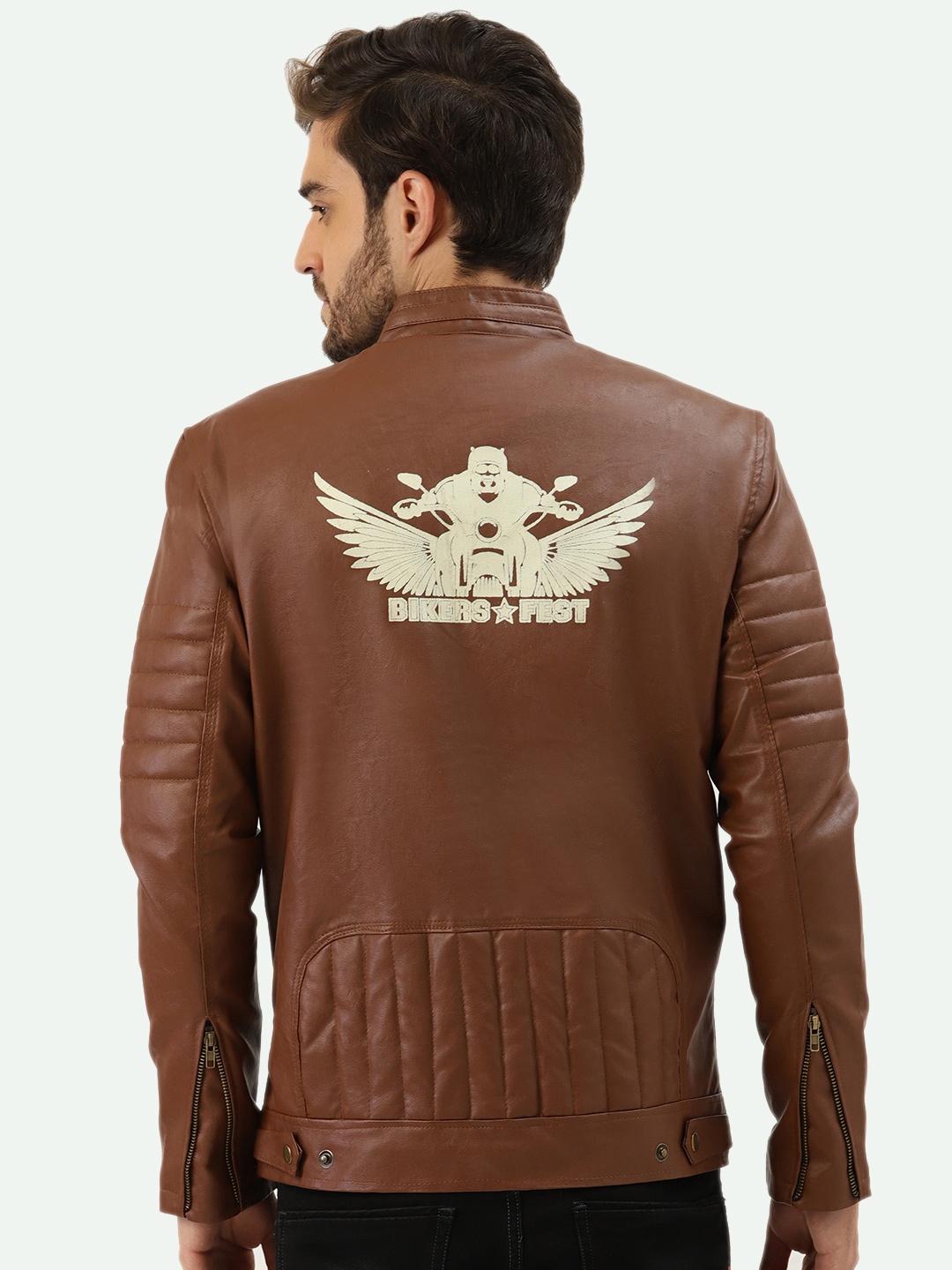 

Leather Retail Men Biker Jacket, Brown