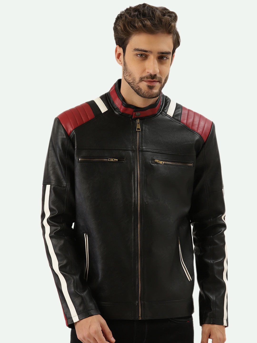 

Leather Retail Men Biker Jacket, Black