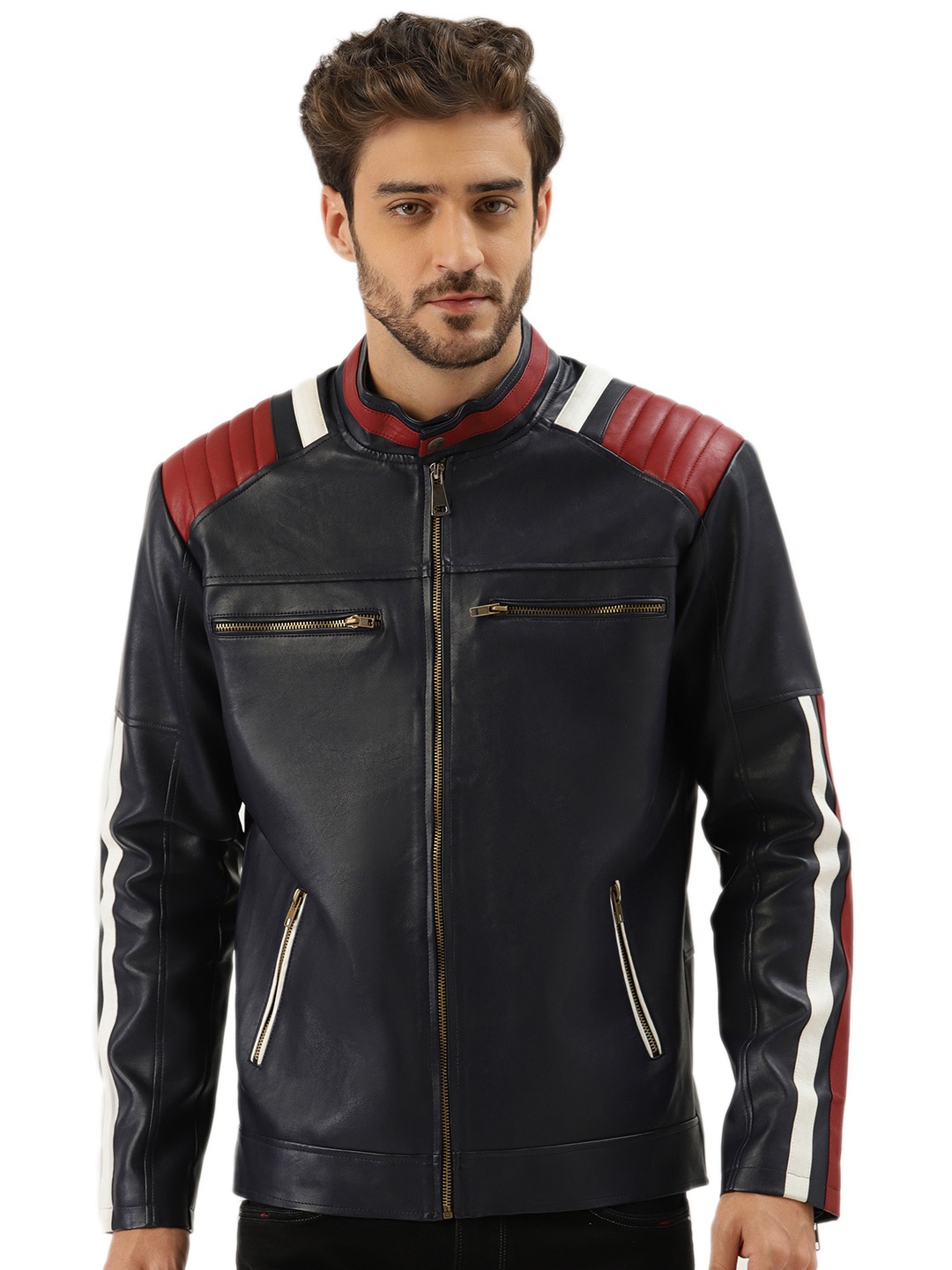 

Leather Retail Men Biker Jacket, Blue