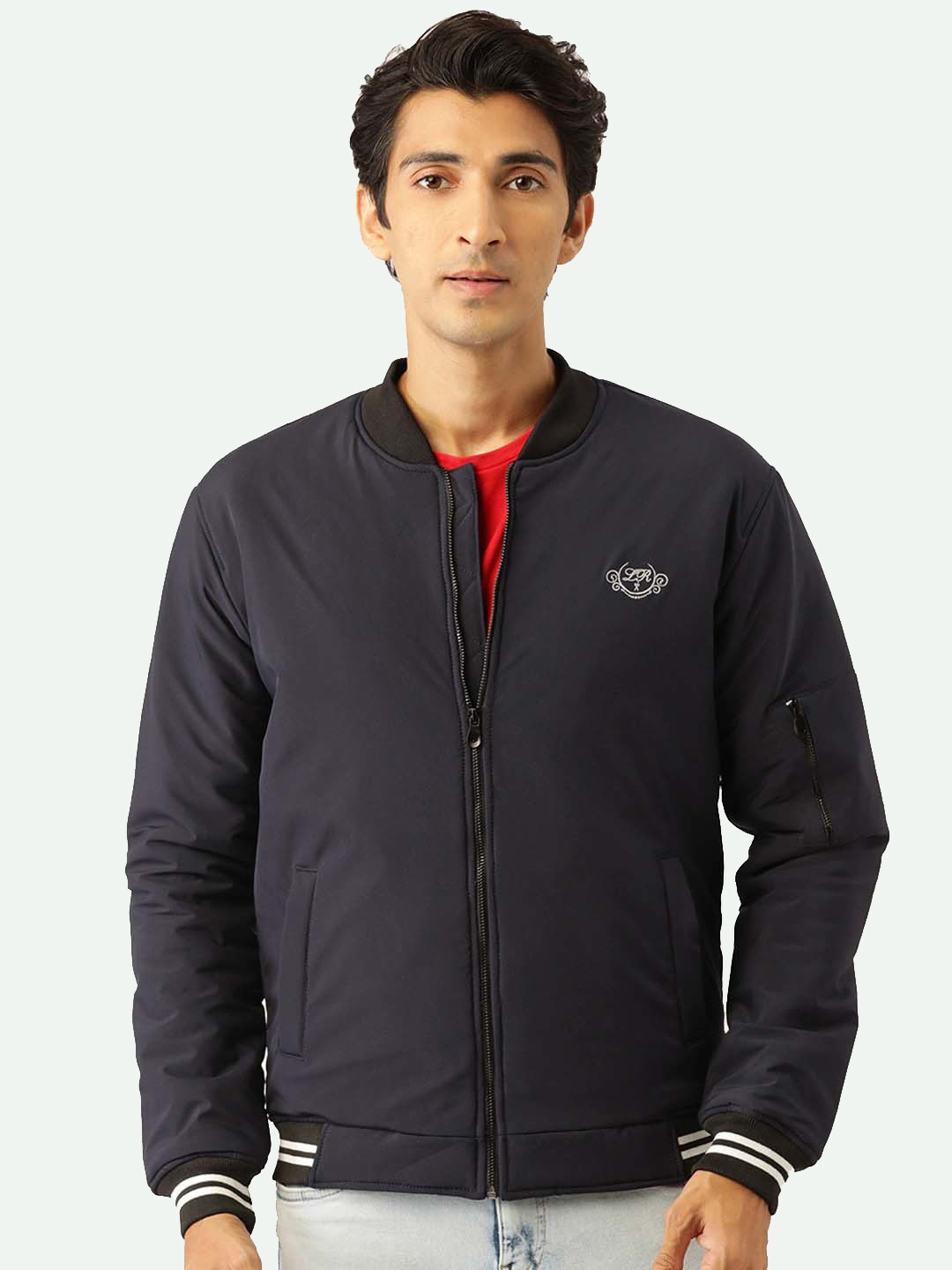 

Leather Retail Men Lightweight Varsity Jacket, Blue