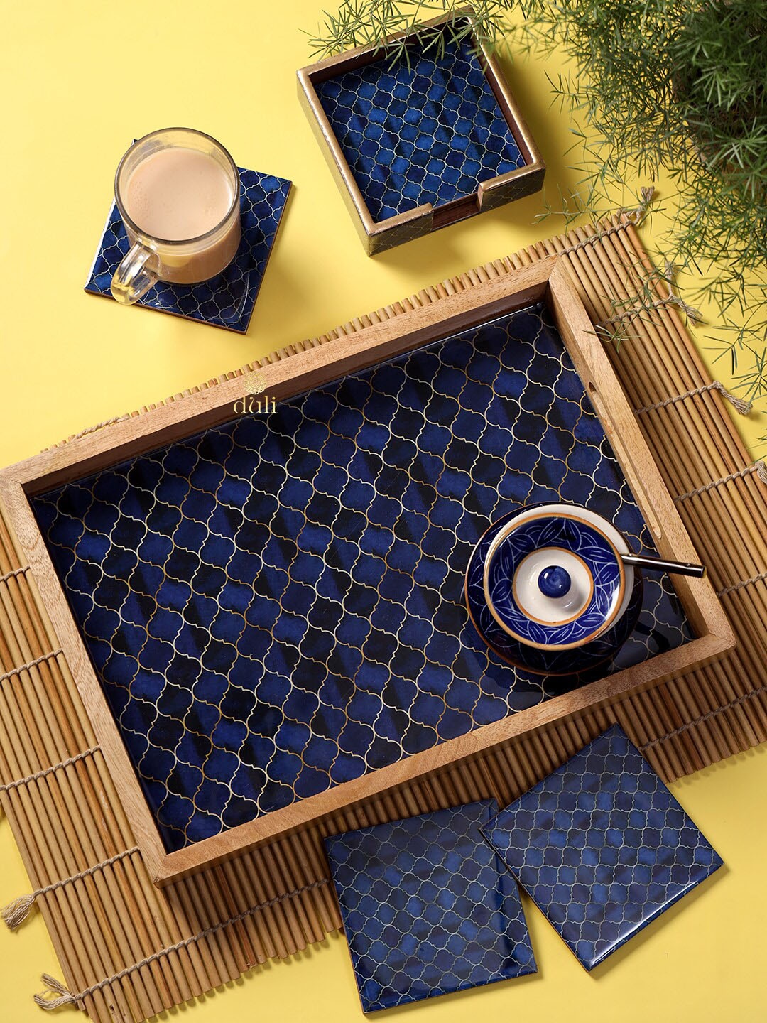 

DULI Printed Trays & Coasters, Navy blue