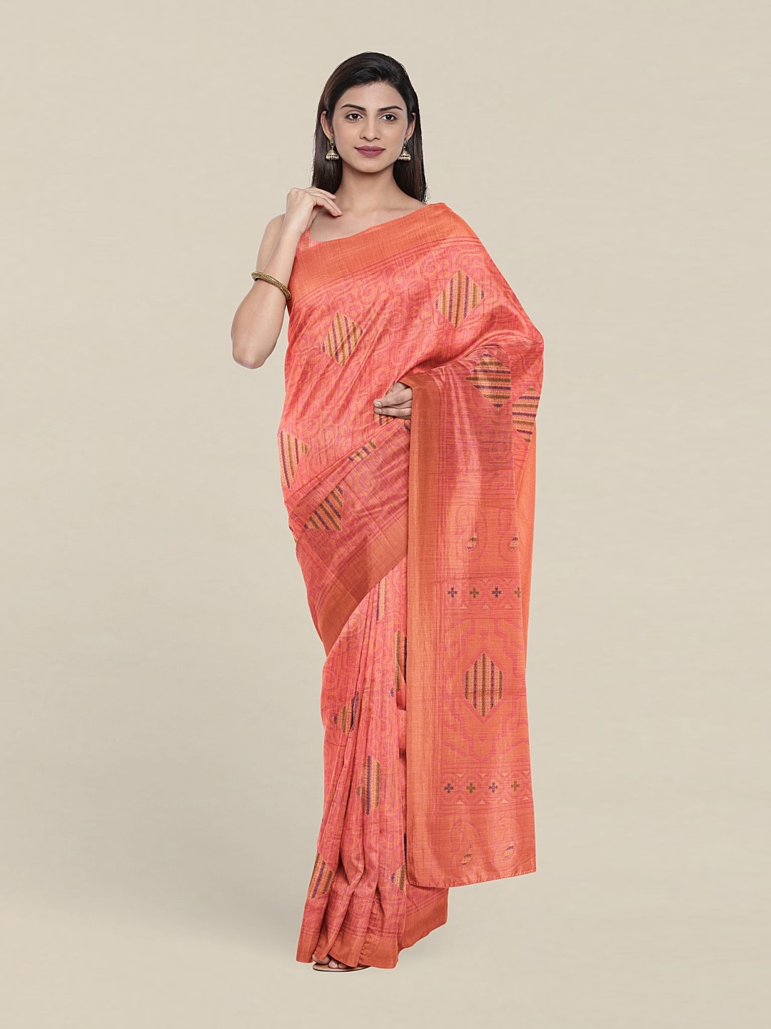 

Pothys Geometric Print Saree, Pink