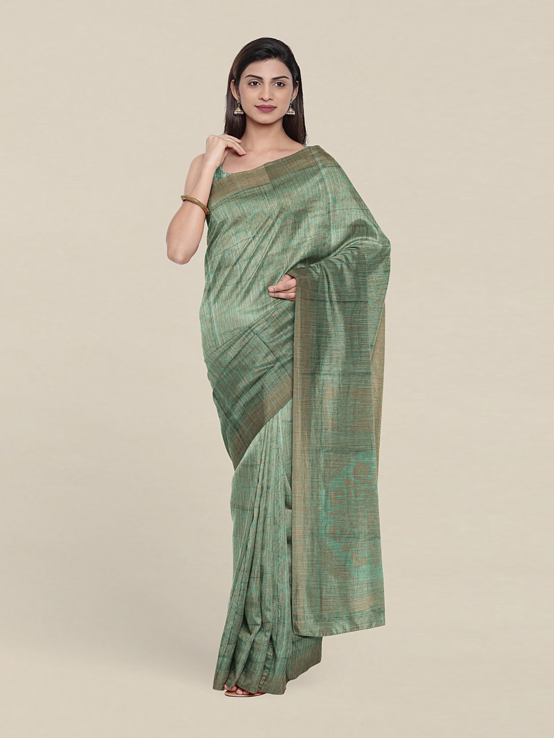 

Pothys Ethnic Motifs Cotton Blend Saree With Blouse Piece, Green