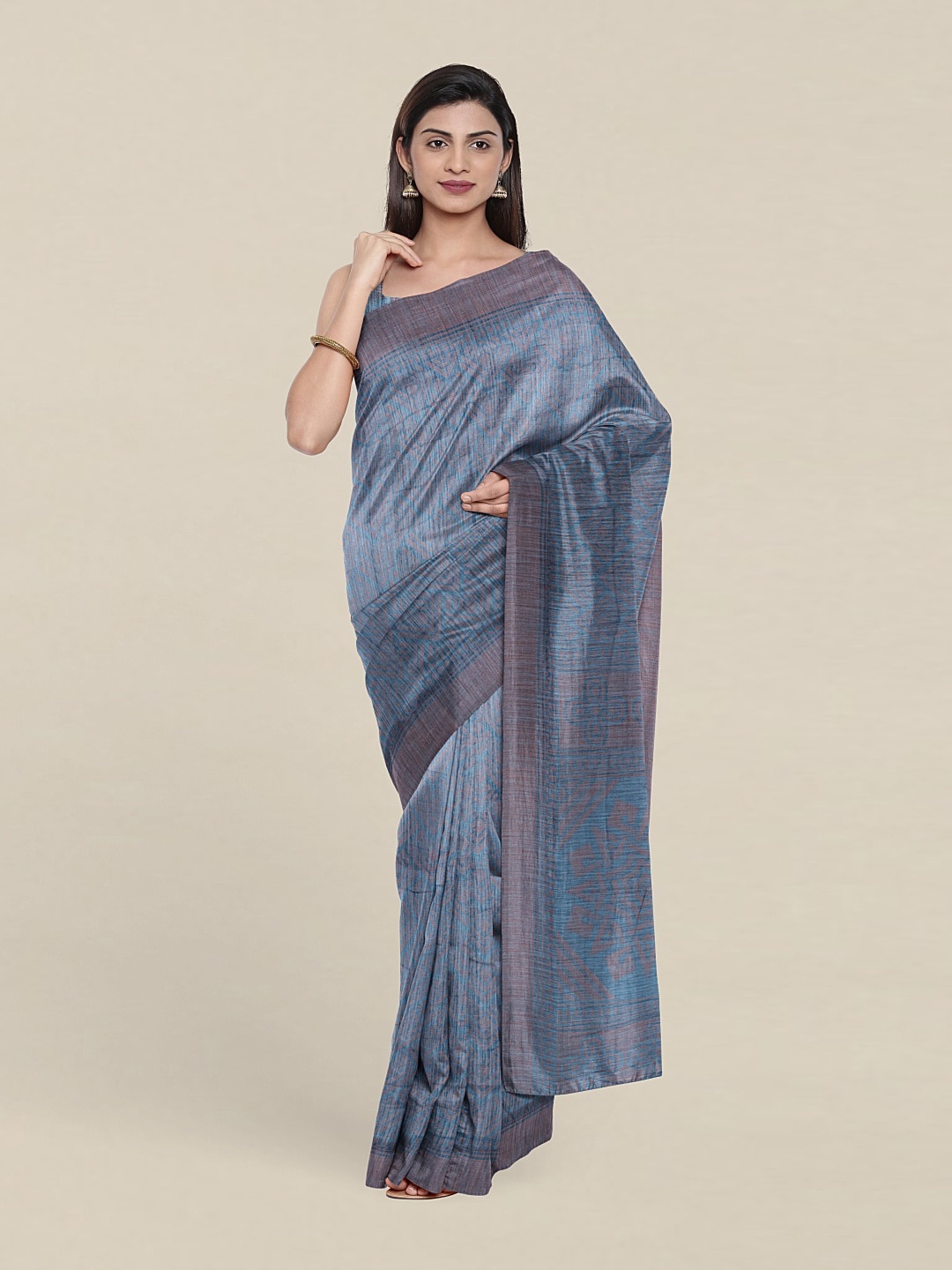 

Pothys Cotton Blend Woven Design Saree With Blouse Piece, Teal