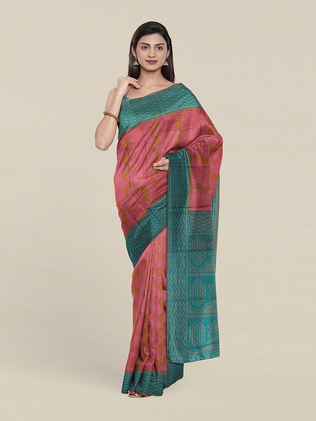 

Pothys Geometric Printed Saree, Pink