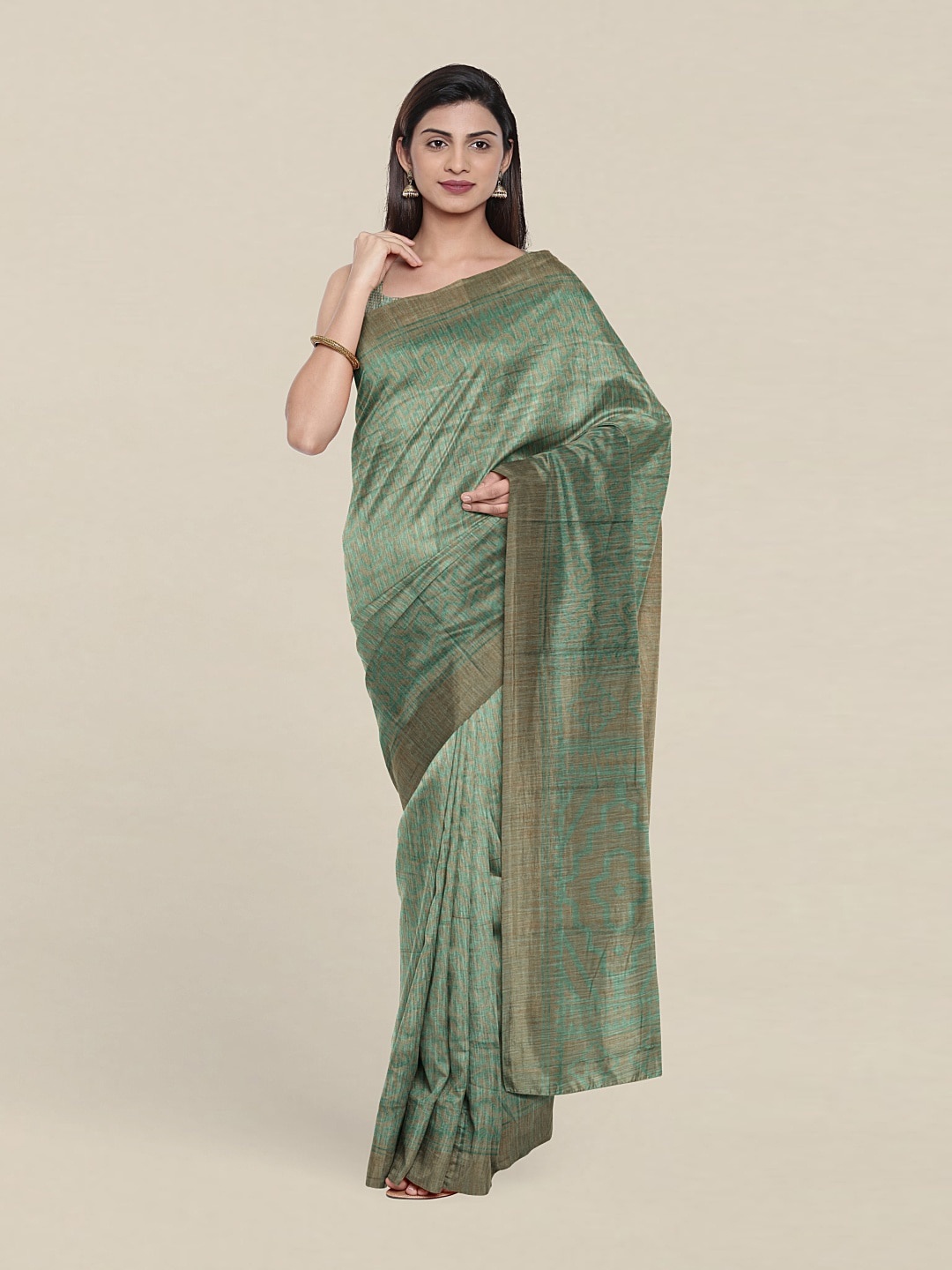 

Pothys Geometric Printed Saree, Green